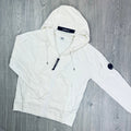 CP Company Raised Fleece Zip Hoodie - White Ironleague