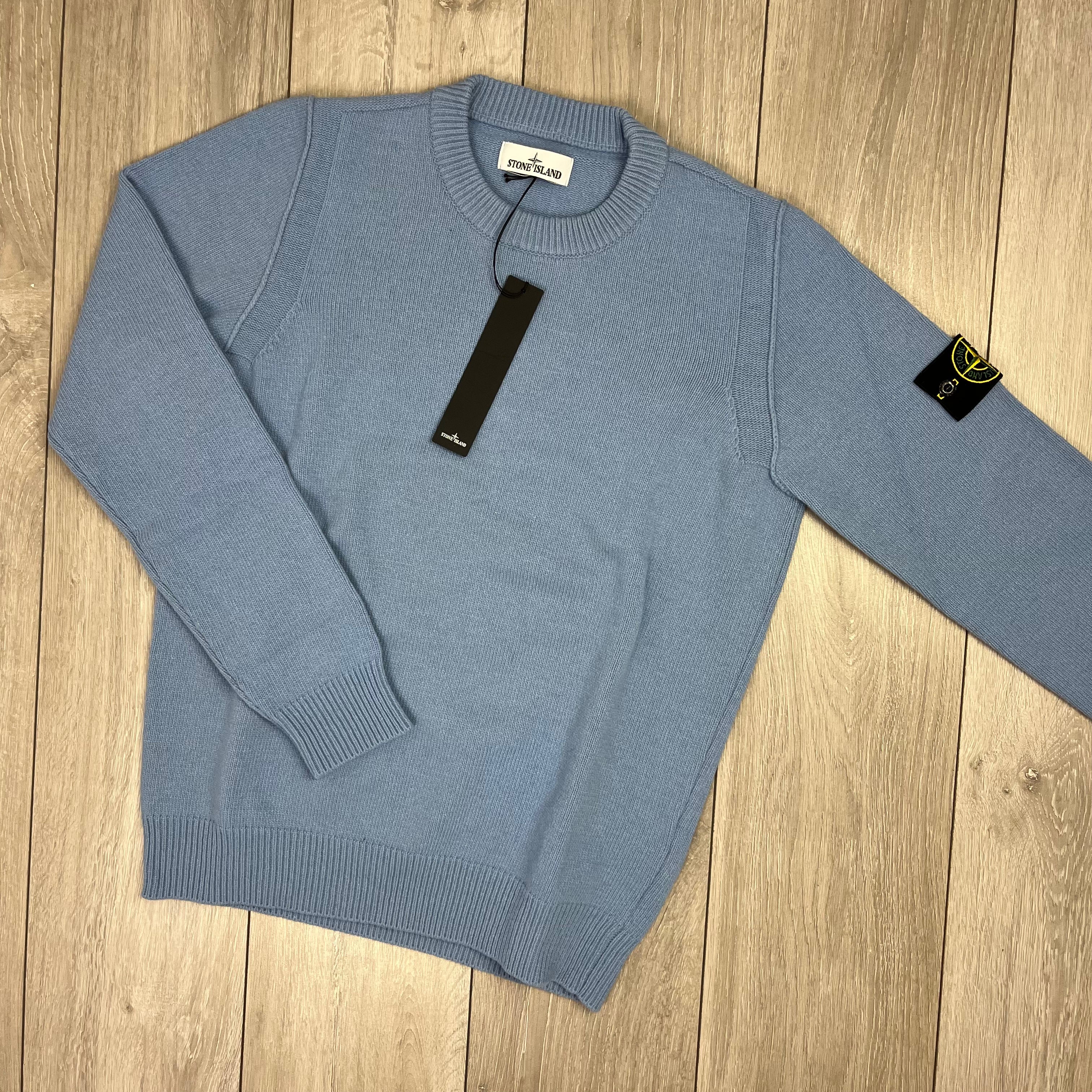 Stone Island Knit Sweatshirt - Mid Blue Ironleague