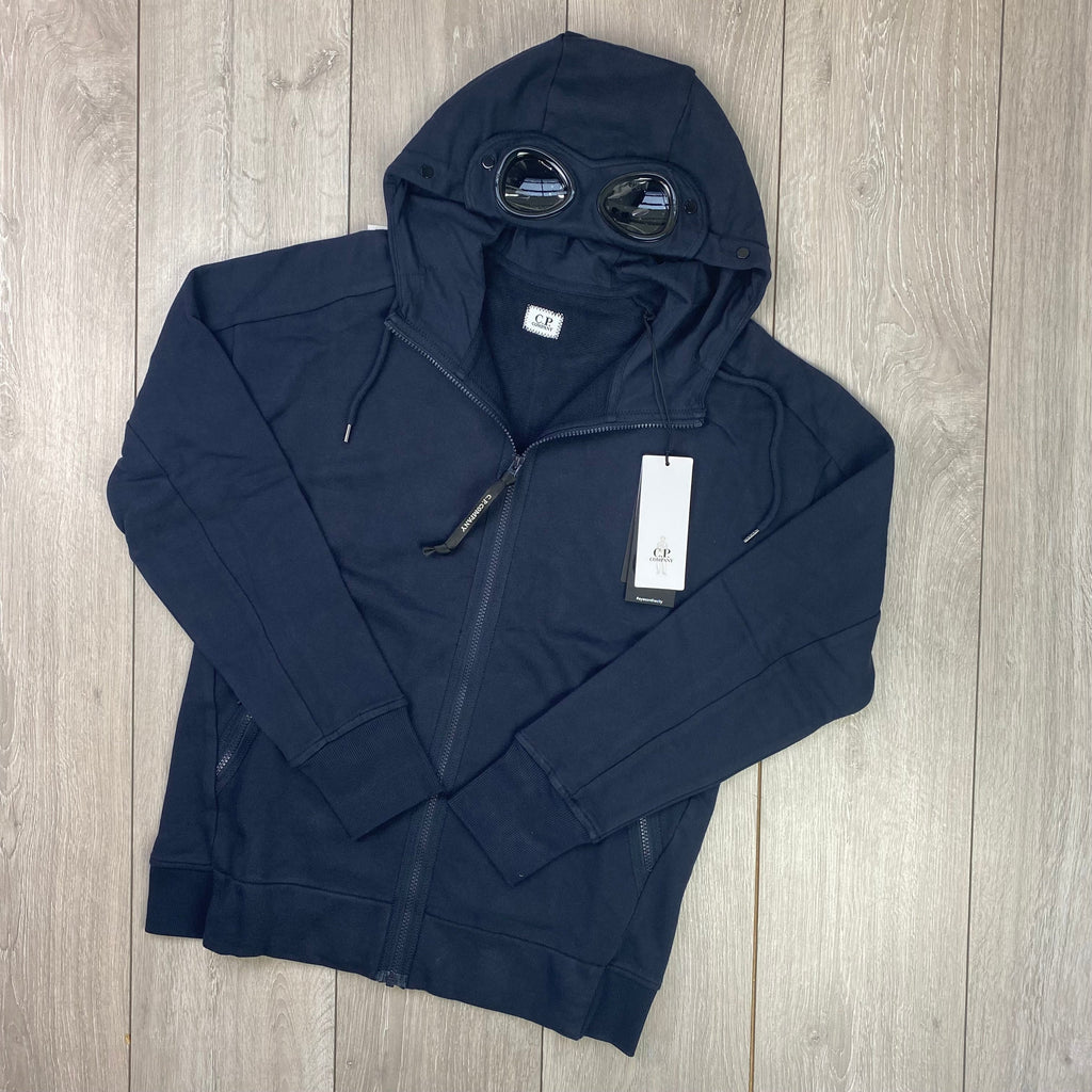 CP Company Raised Fleece Goggle Hoodie - Navy Ironleague