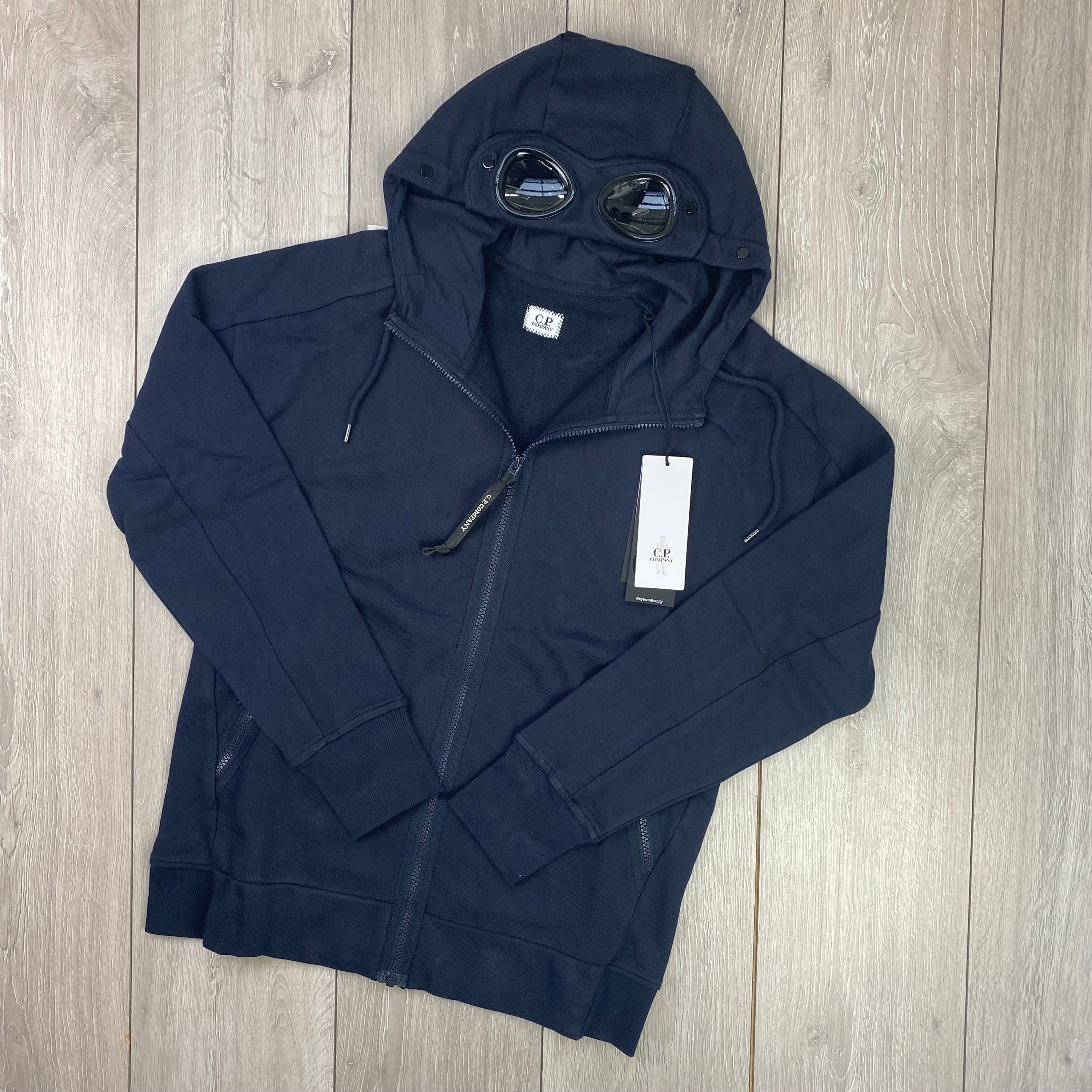 CP Company Raised Fleece Goggle Hoodie - Navy Ironleague
