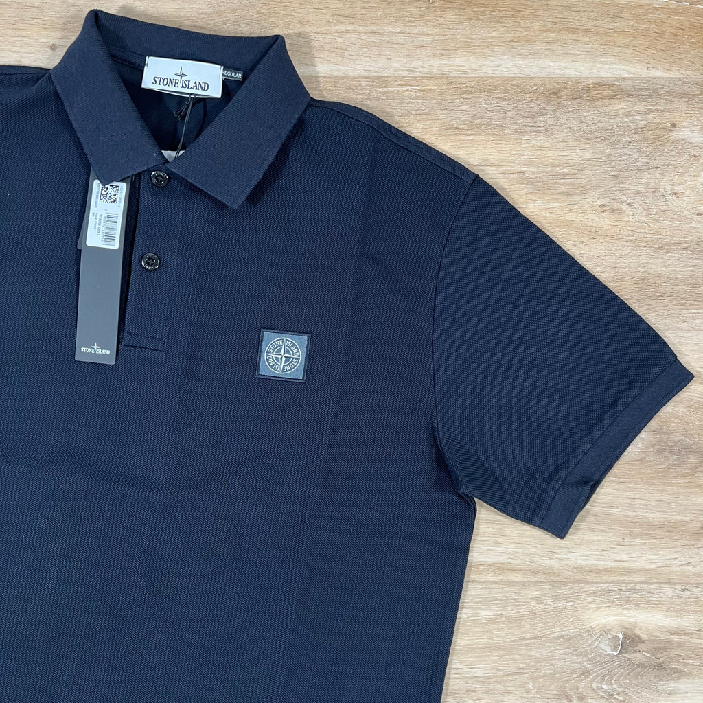 Stone Island Organic Cotton Pique Regular Fit Polo Shirt in Navy Ironleague