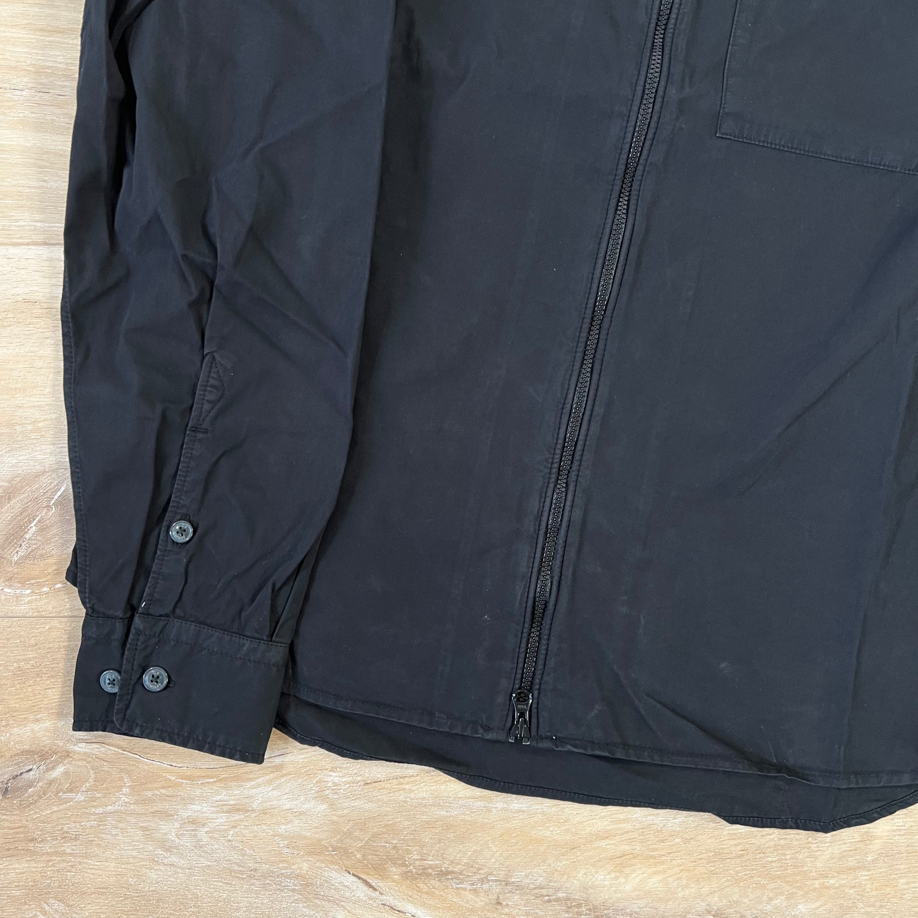 CP Company Gabardine Lens Overshirt in Black Ironleague