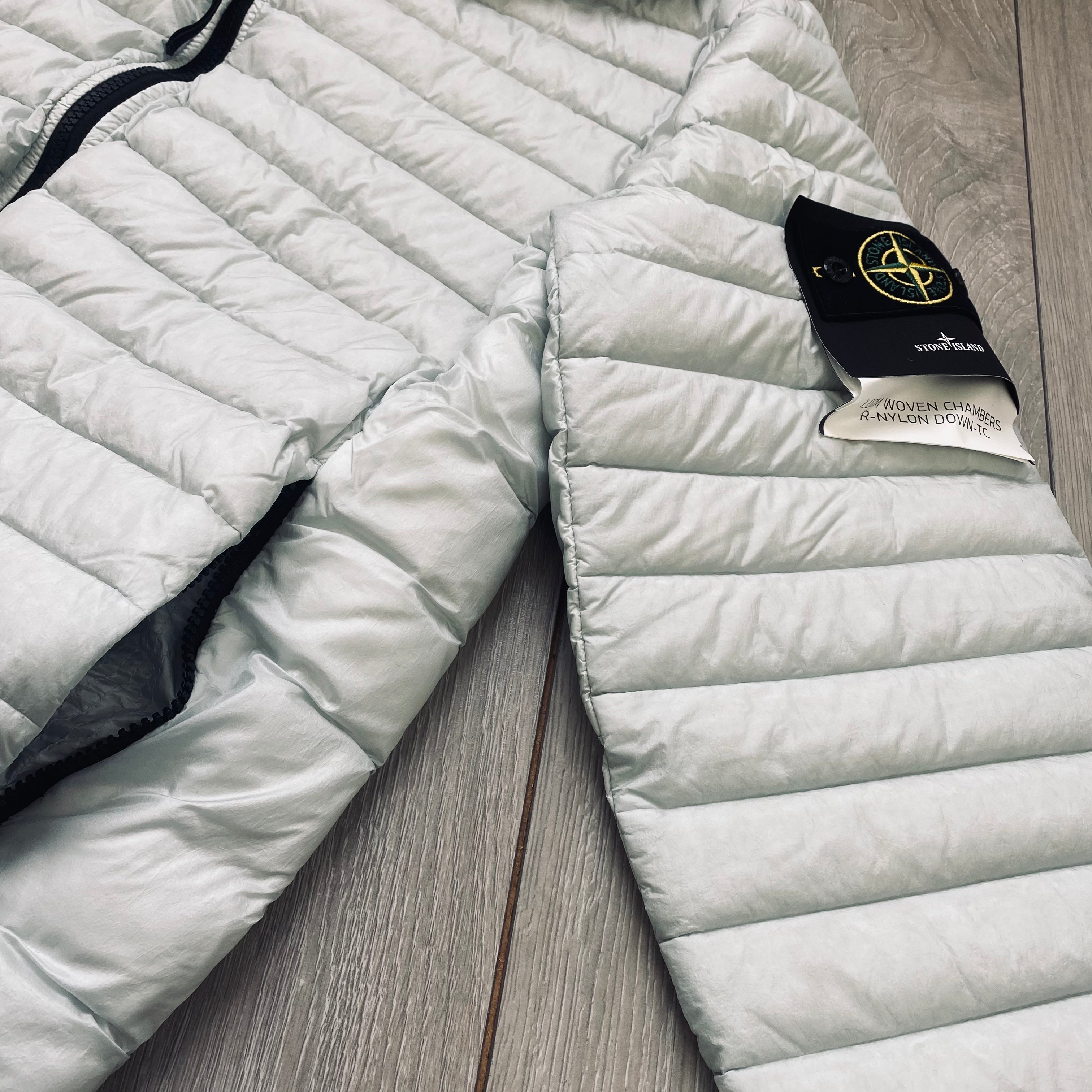 Stone Island Woven Down Jacket - Pearl Grey Ironleague