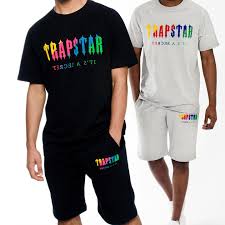 Trapstar Chenille Decoded Short Set - Grey/Black Ironleague