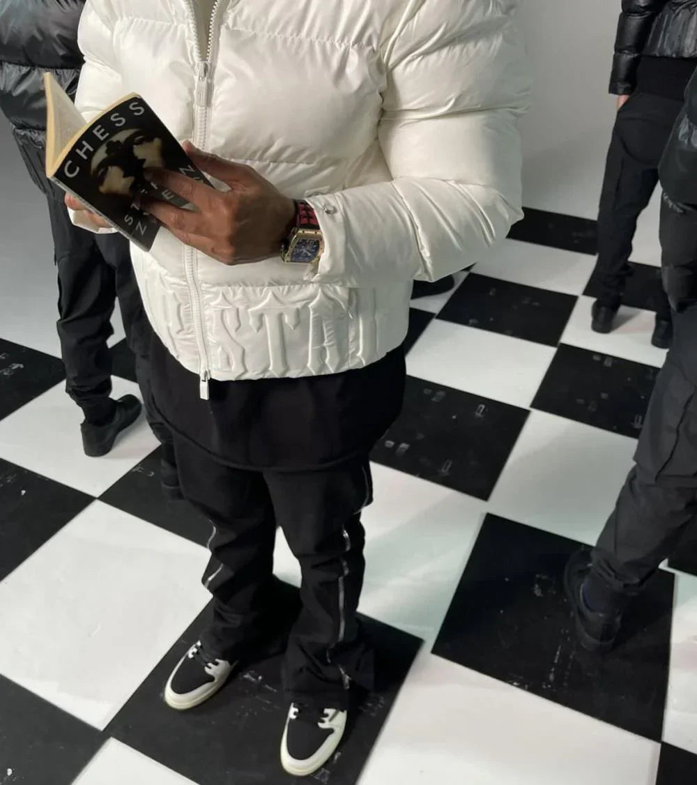 Trapstar Irongate Embossed Puffer Jacket - Black/White Ironleague
