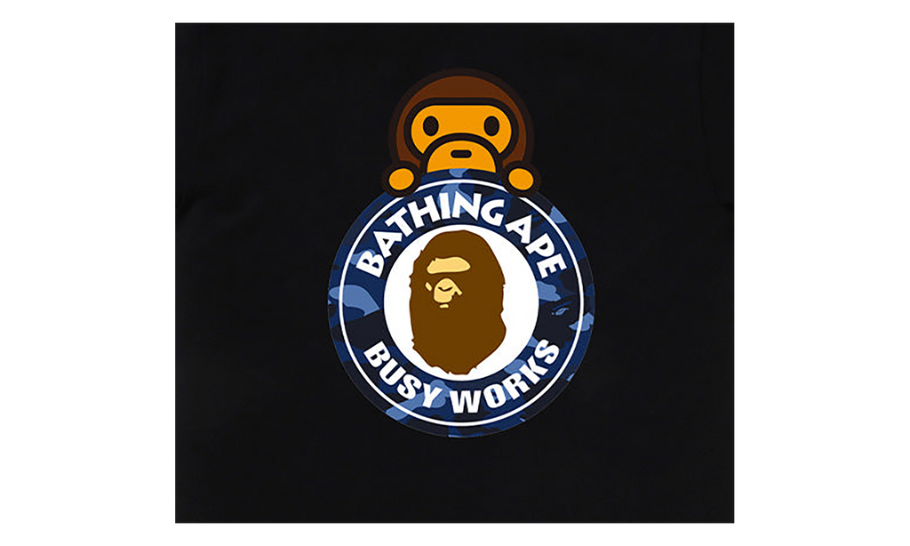 BAPE Camo Color Milo on Busy Works Tee Black/Blue Camo 0ZXTEMX00710Q BKC