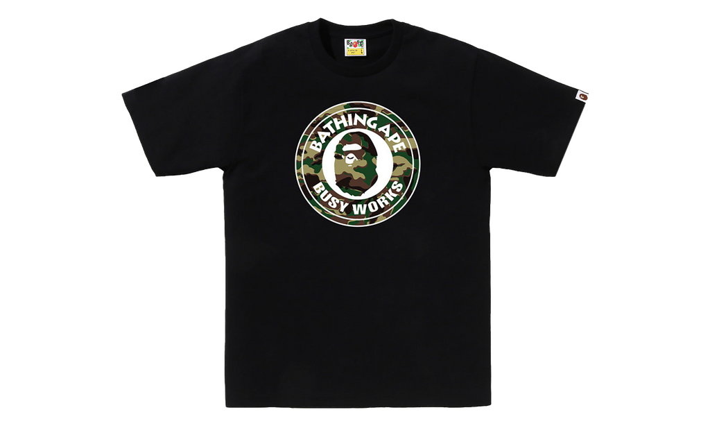 BAPE Glitch Woodland Camo Busy Works Tee Black 0ZXTEM032101Q BKX