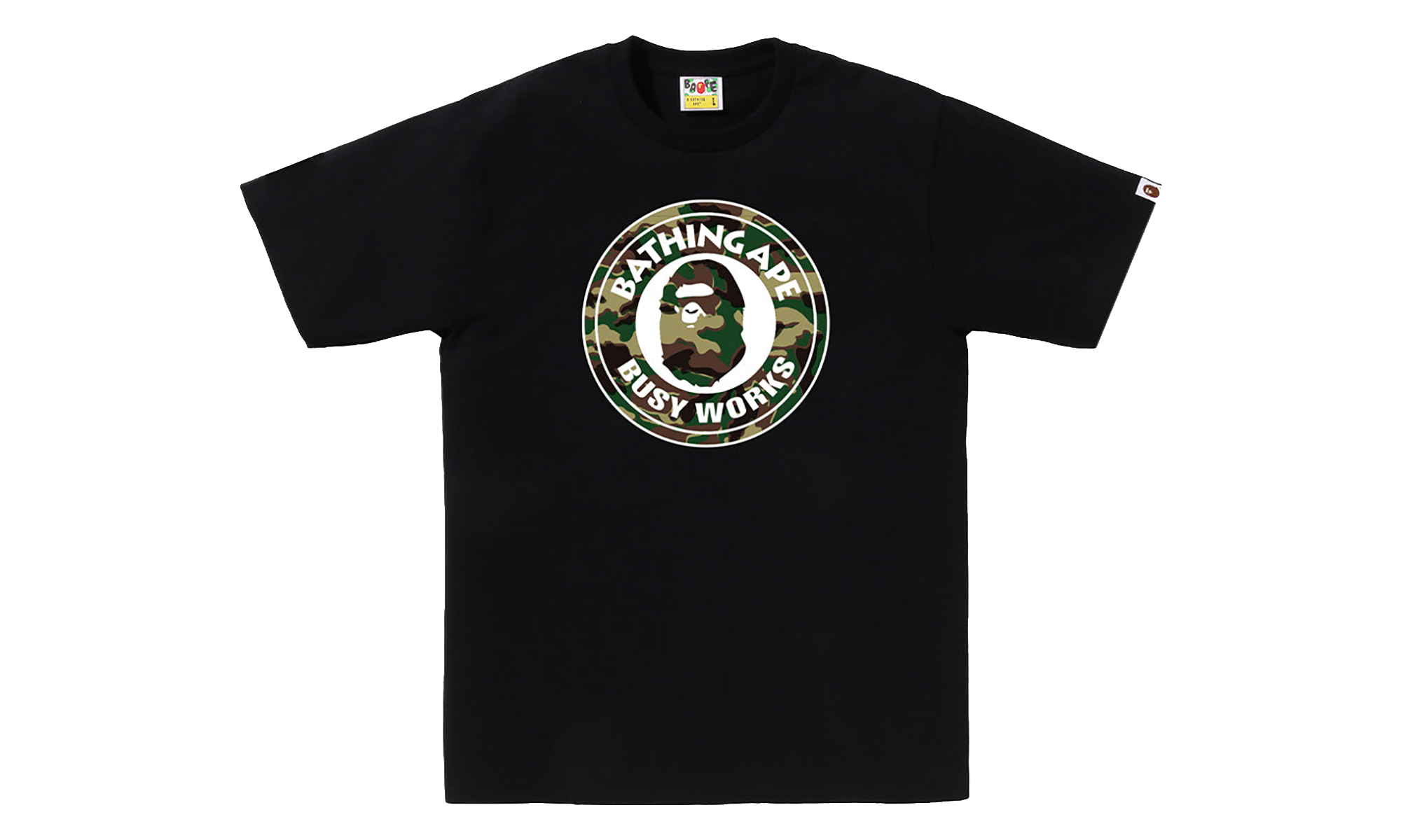 BAPE Glitch Woodland Camo Busy Works Tee Black 0ZXTEM032101Q BKX