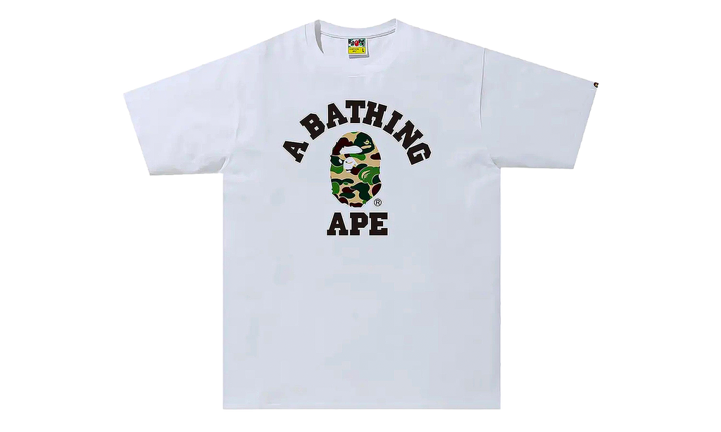 BAPE ABC Camo College Tee White / Green 1J30 110 005 WHITE GREEN