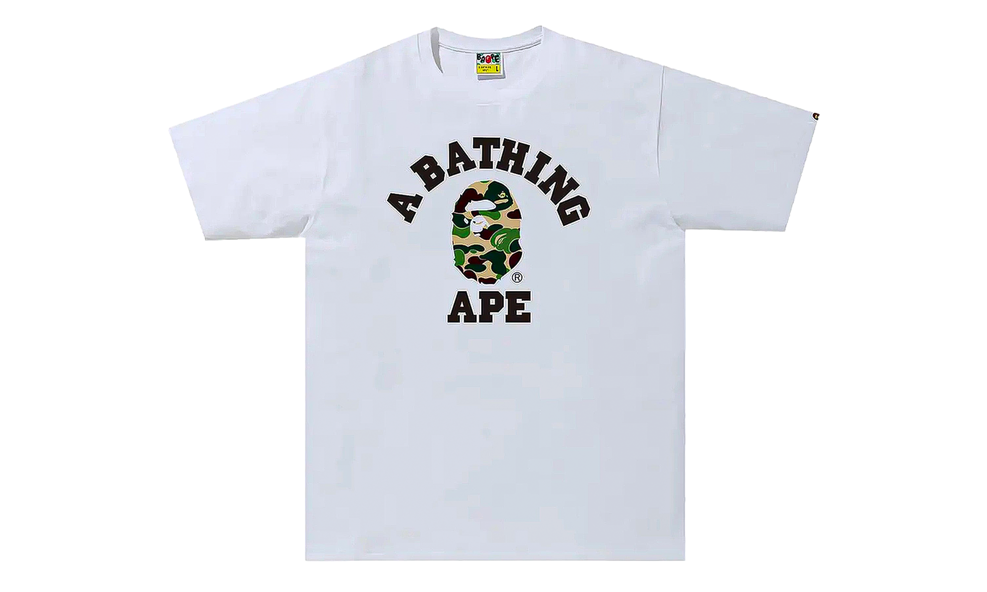 BAPE ABC Camo College Tee White / Green 1J30 110 005 WHITE GREEN