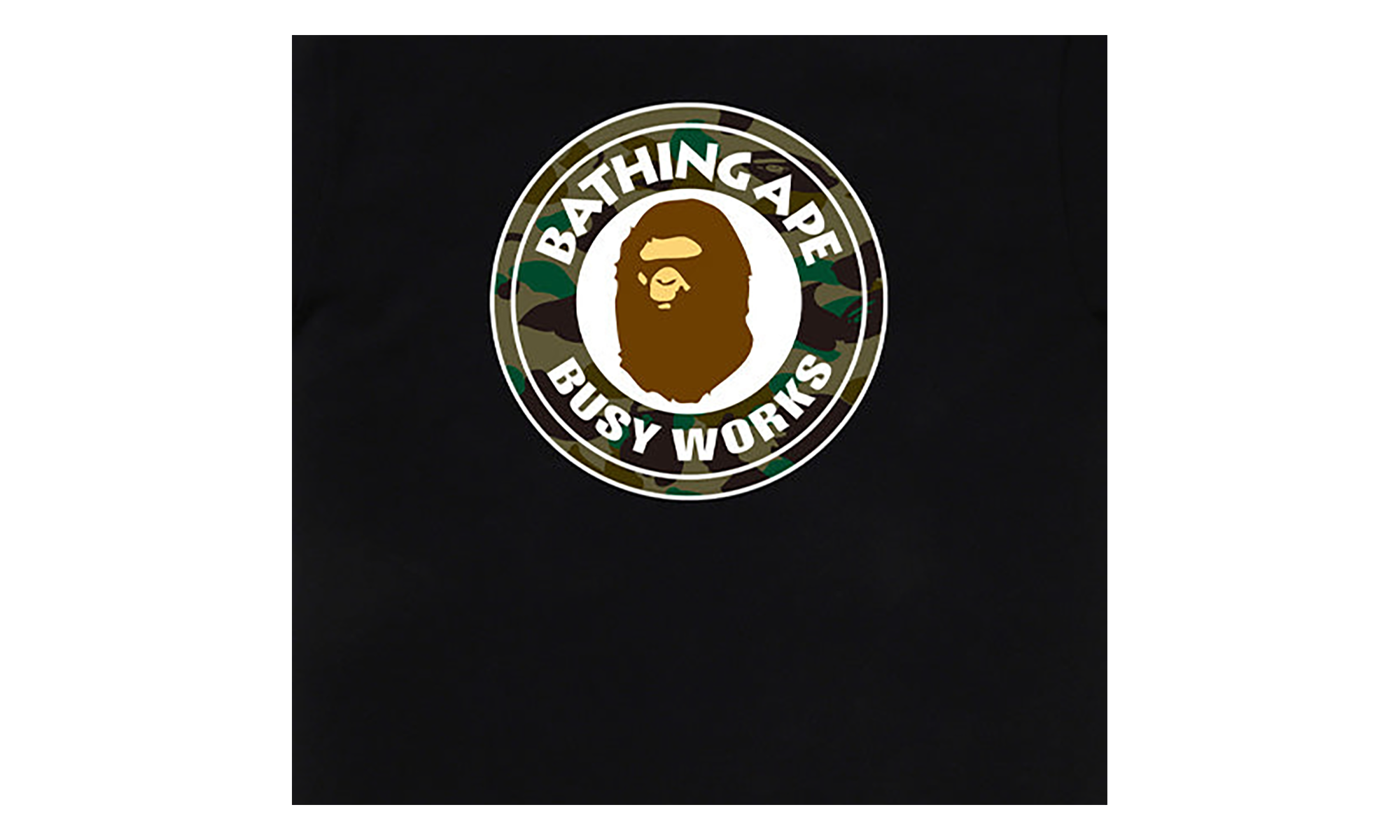 BAPE 1st Camo Busy Works Tee Black / Green 0ZXTEM014101Q BKM