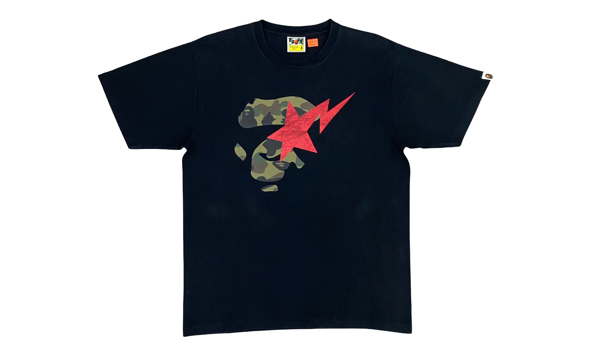 BAPE 1st Camo Ape Face Sta Tee Black Green 1I30 110 011 BLACK GREEN