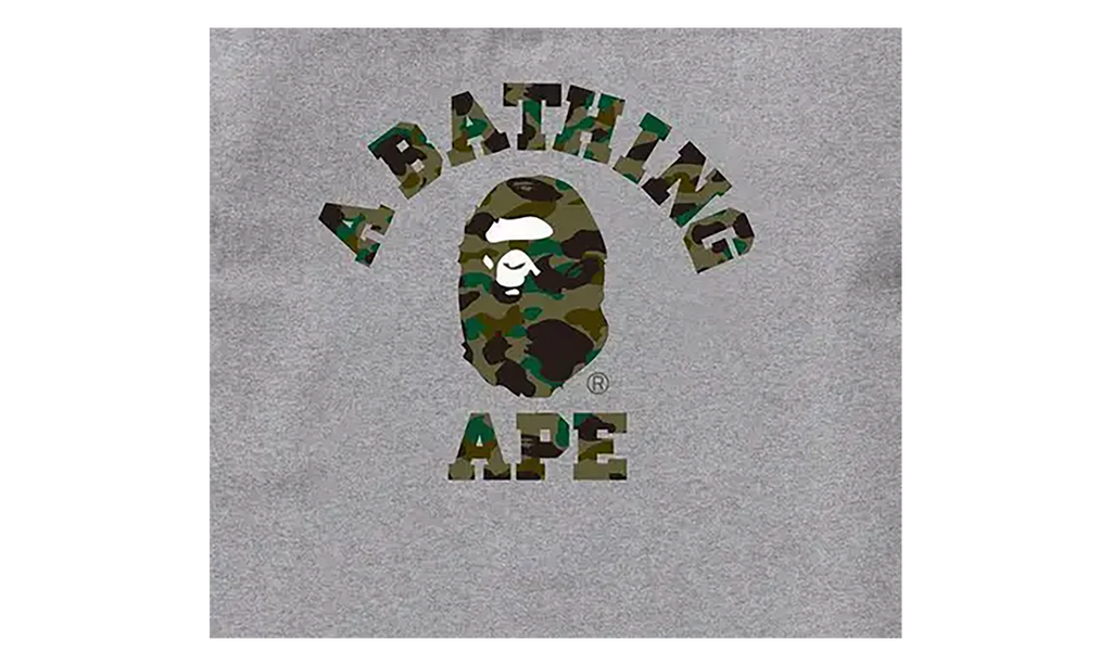 BAPE 1st Camo College Tee Grey / Green 1K30 110 008 GREY GREEN
