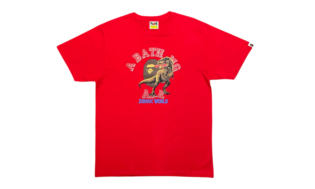 BAPE Jurassic World Raptor College Logo Short Sleeve T-Shirt Red Multi BJWRCSSTSR