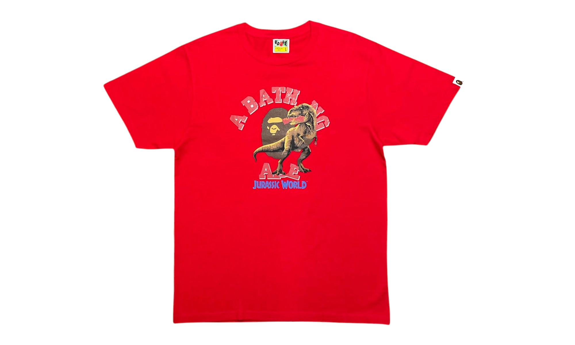 BAPE Jurassic World Raptor College Logo Short Sleeve T-Shirt Red Multi BJWRCSSTSR