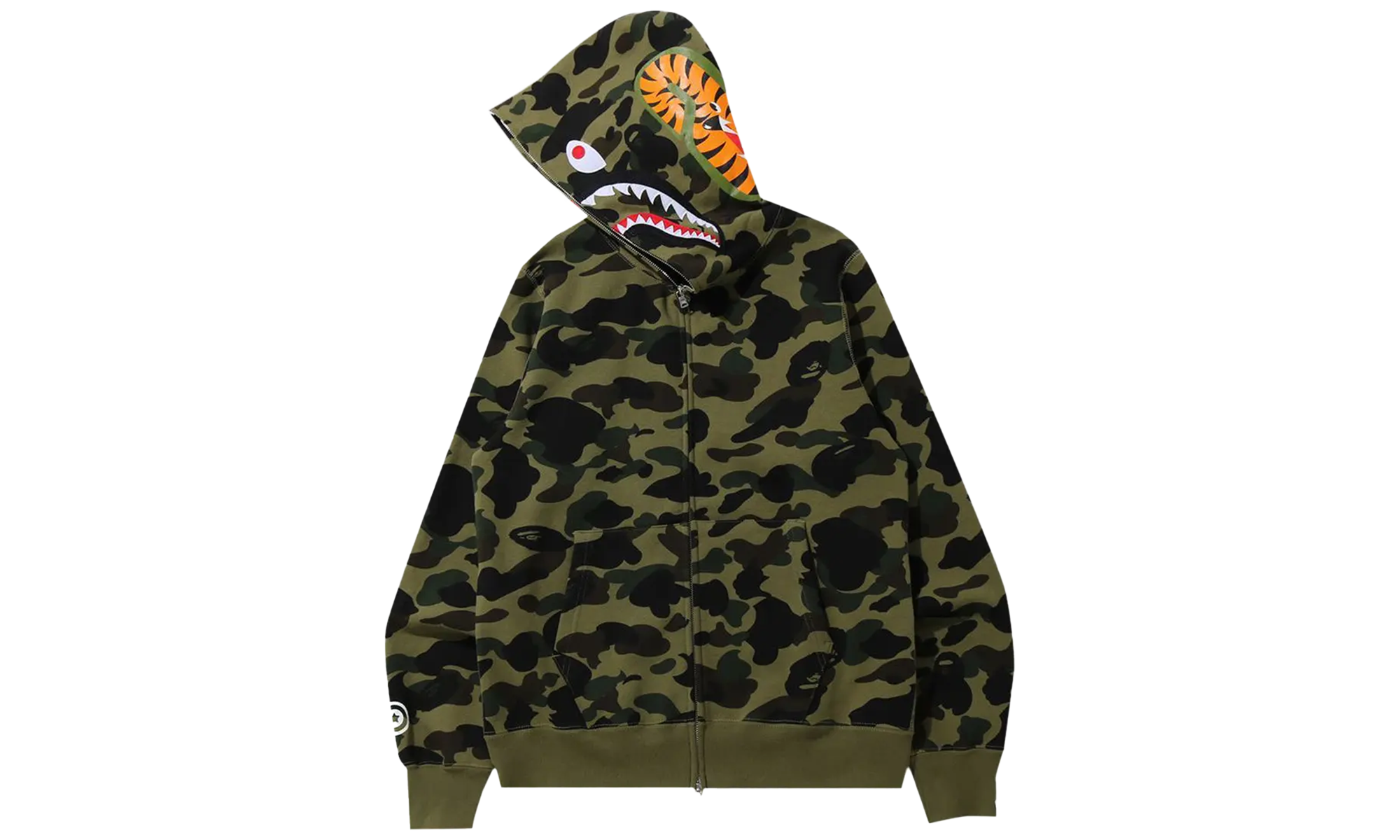BAPE 1st Camo Shark Full Zip Hoodie Green 001ZPK301005M GRN