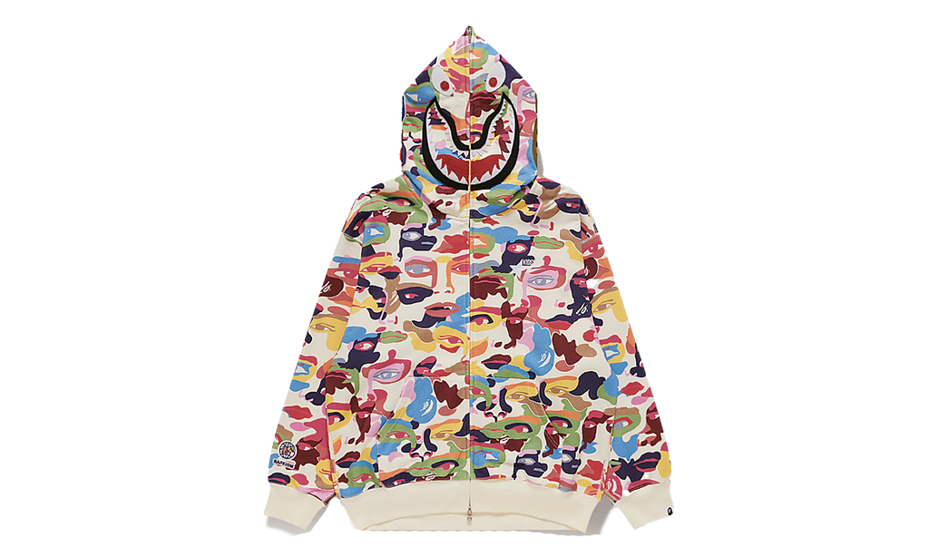 BAPE FULL ZIP HOODIE KIDSUPER CAMO SHARK - MULTI