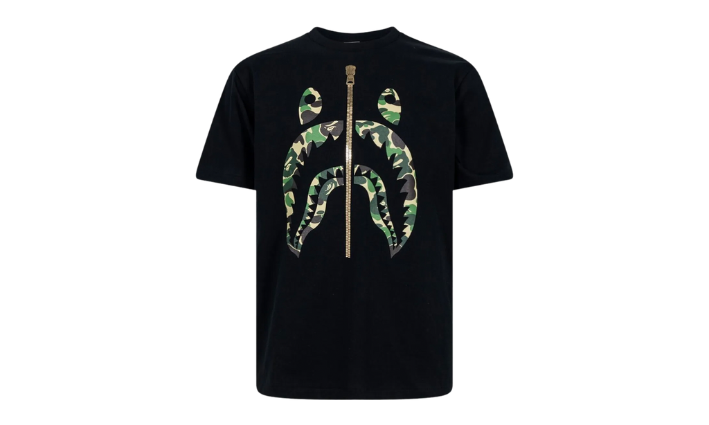 BAPE ABC Camo Gold Zip Shark Tee Black / Green TEI 801 006 BLACK GREEN