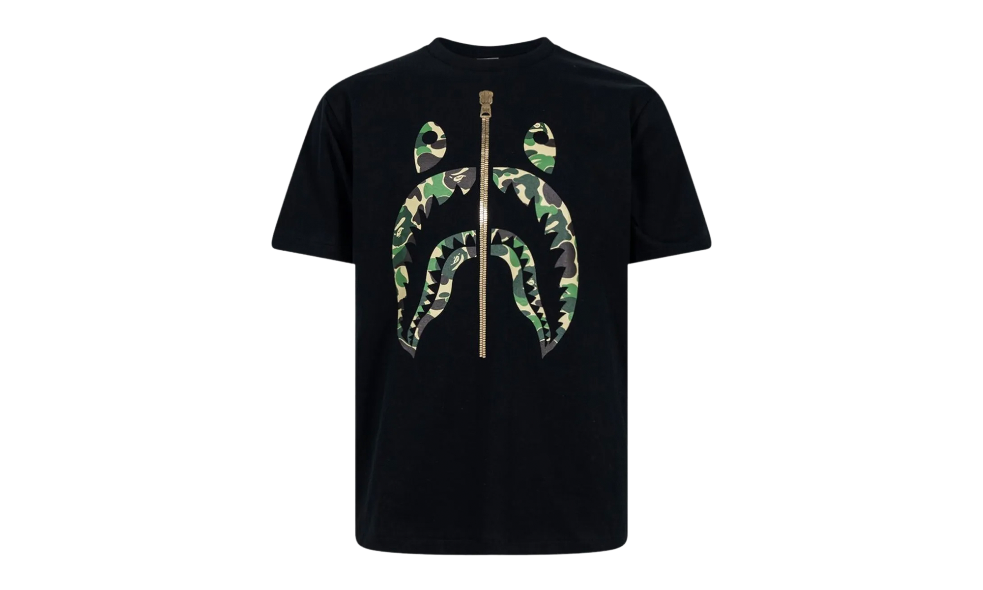 BAPE ABC Camo Gold Zip Shark Tee Black / Green TEI 801 006 BLACK GREEN