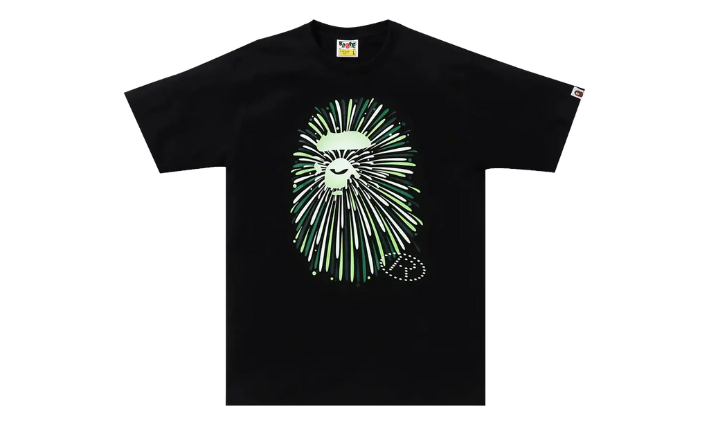 BAPE Ape Head Firework I Tee Black / Green 1K72 110 011 BLACK GREEN