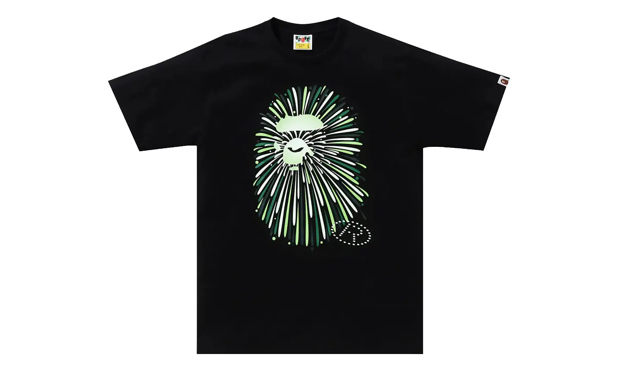 BAPE Ape Head Firework I Tee Black / Green 1K72 110 011 BLACK GREEN