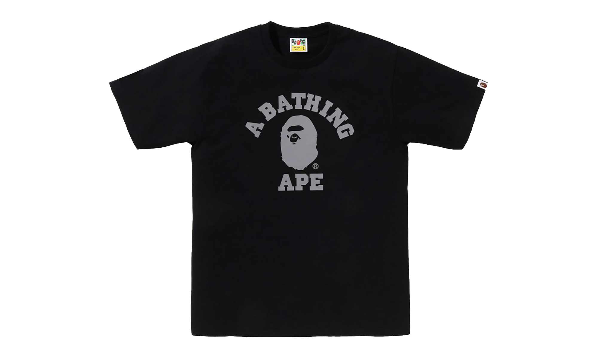 BAPE Reflective On College SS Tee Black 0ZXTEM00710XQ BKX
