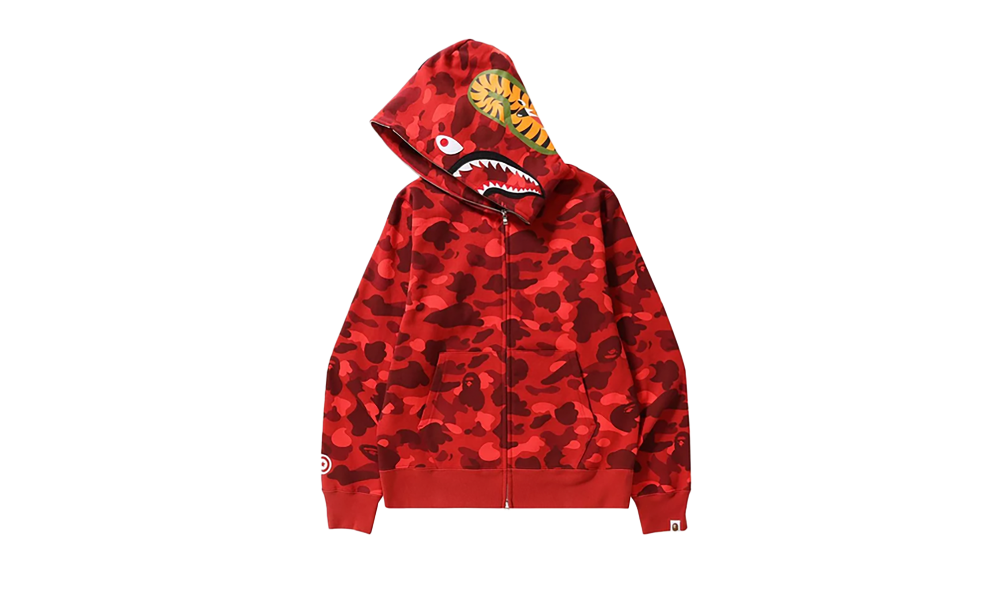 BAPE Color Camo Shark Full Zip Hoodie RED 001ZPJ201003MRED