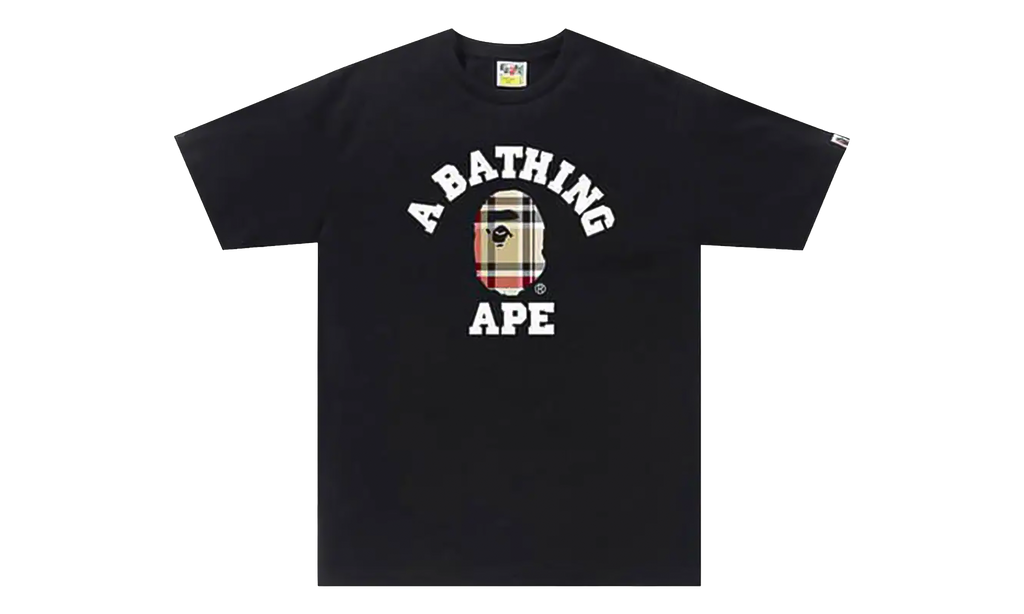 BAPE Check College Tee Black / Beige 1F80 110 035 BLACK BEIGE