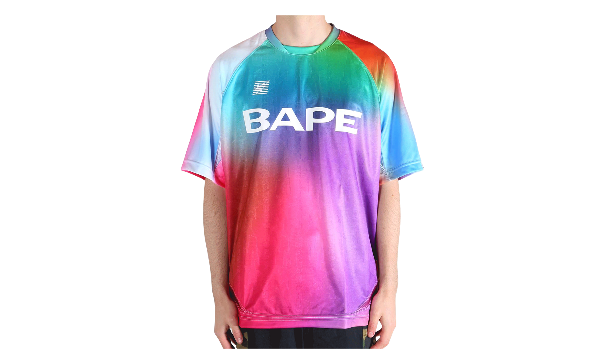 BAPE Tie Dye Sta Stripe Pattern Relaxed Fit Football Jersey Tee Multicolor 1M30109313 MUL