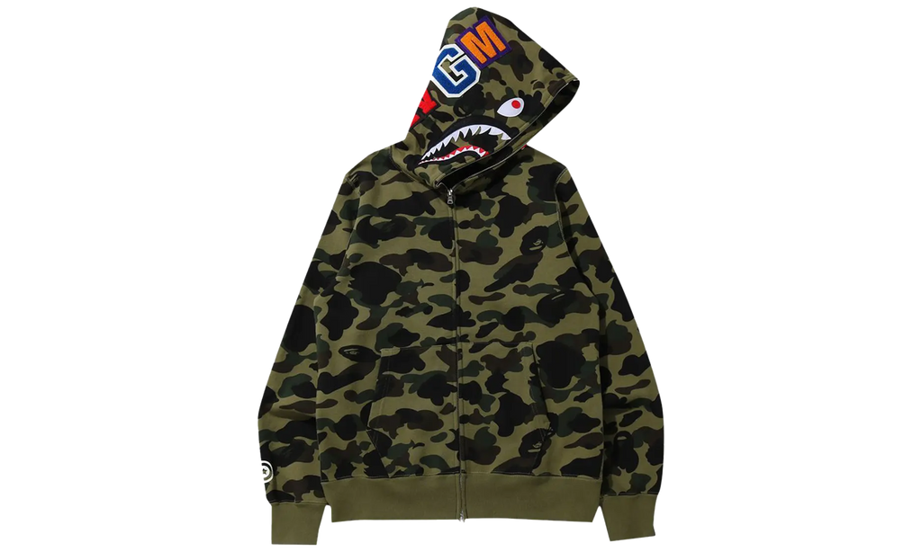 BAPE 1st Camo Shark Full Zip Hoodie Green 001ZPK301005M GRN