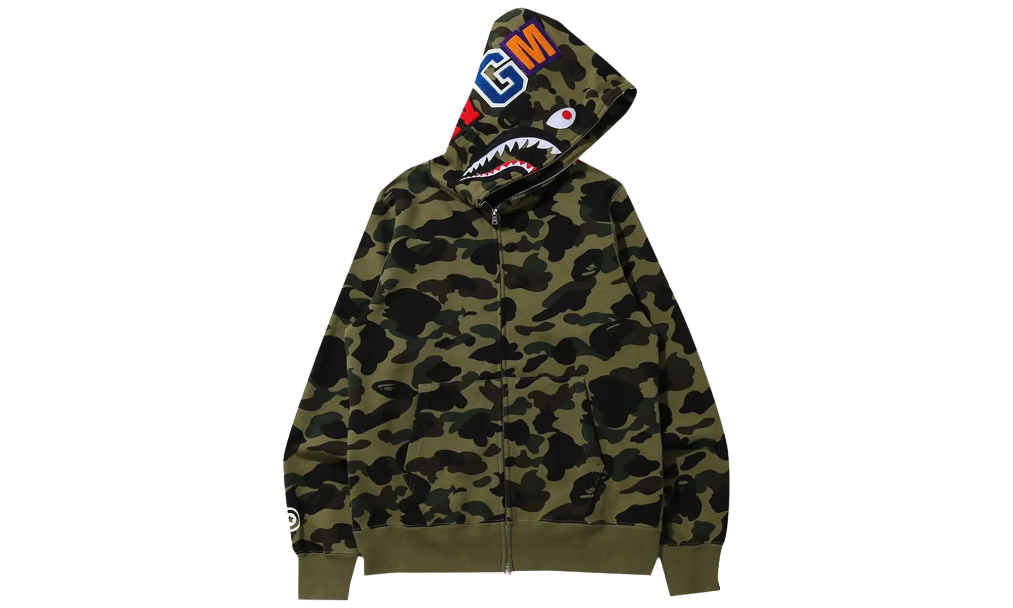 BAPE 1st Camo Shark Full Zip Hoodie Green 001ZPK301005M GRN