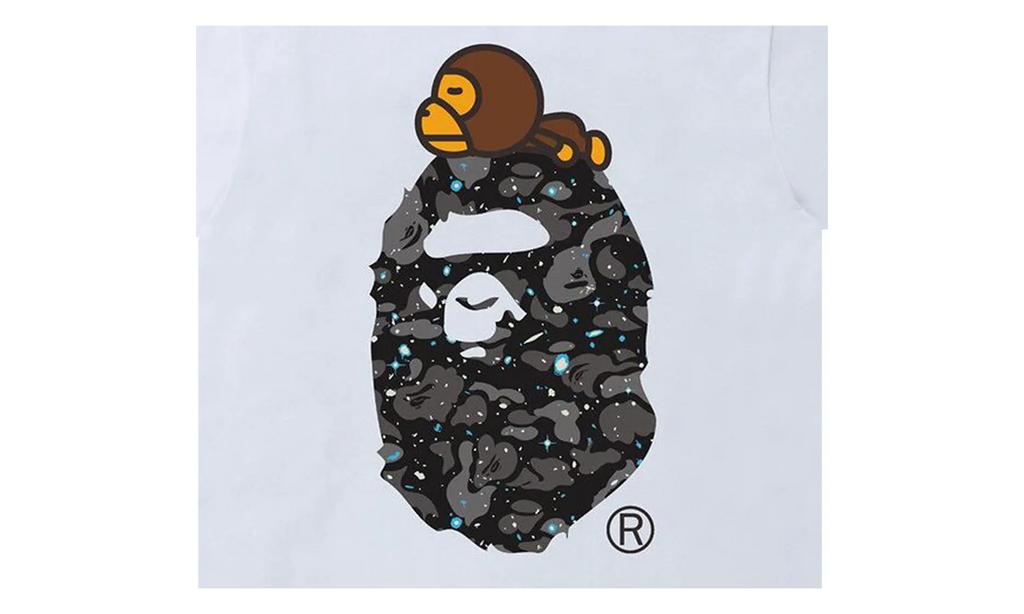 BAPE Space Camo Milo On Big Ape Tee White 2H80 110 007 WHITE