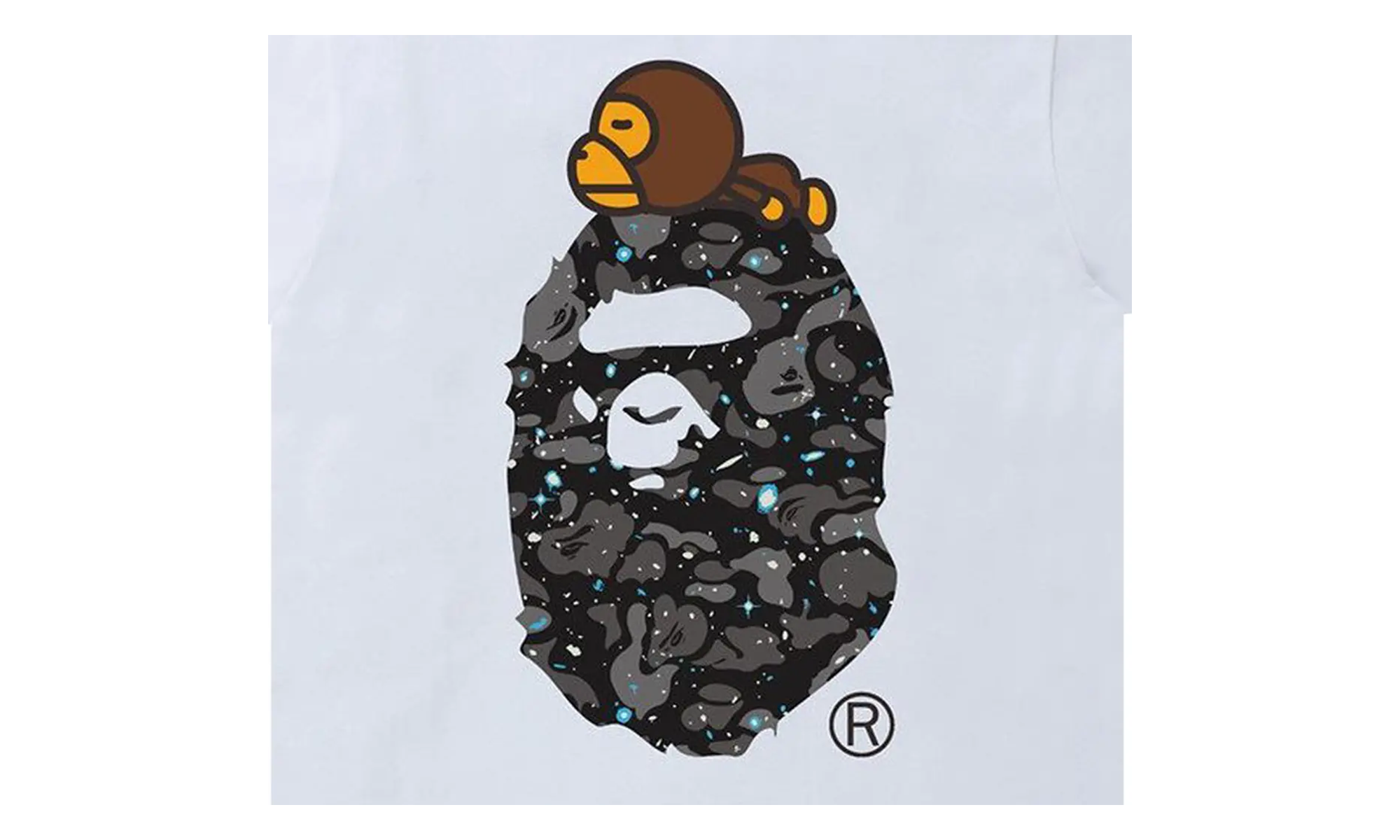 BAPE Space Camo Milo On Big Ape Tee White 2H80 110 007 WHITE