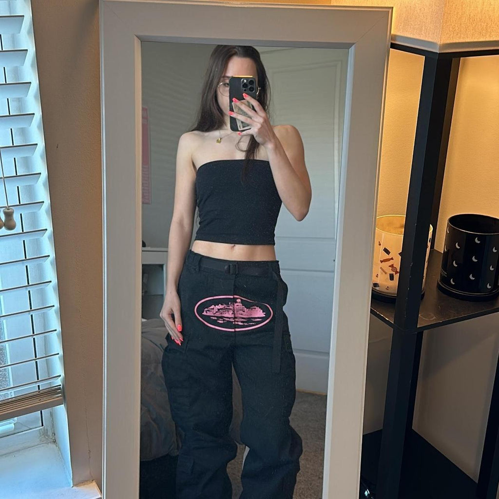 Corteiz Island Cargo Pants - Black/Pink Ironleague