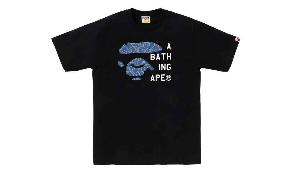 BAPE Japanese Cloud Camo Face Tag Tee Black 1L80 110 046 BLK
