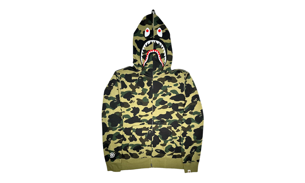 BAPE ABC Camo Shark Full Zip Up Hoodie Green 001ZPI201004M