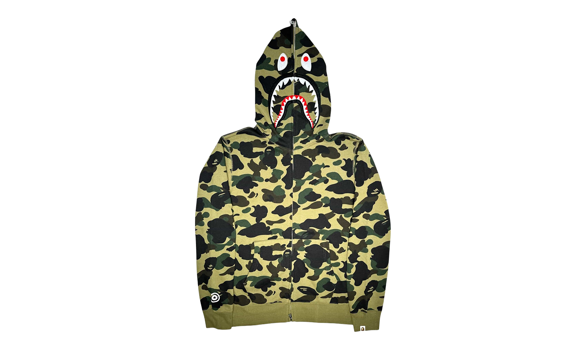 BAPE ABC Camo Shark Full Zip Up Hoodie Green 001ZPI201004M