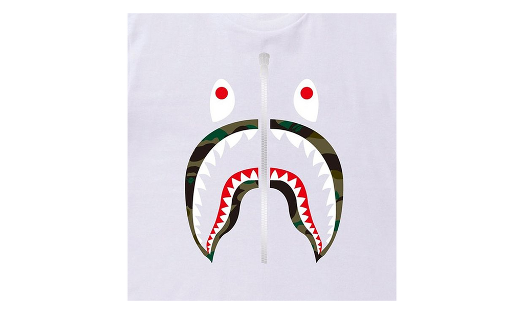 BAPE 1st Camo Shark Tee White / Green M110016D WHM