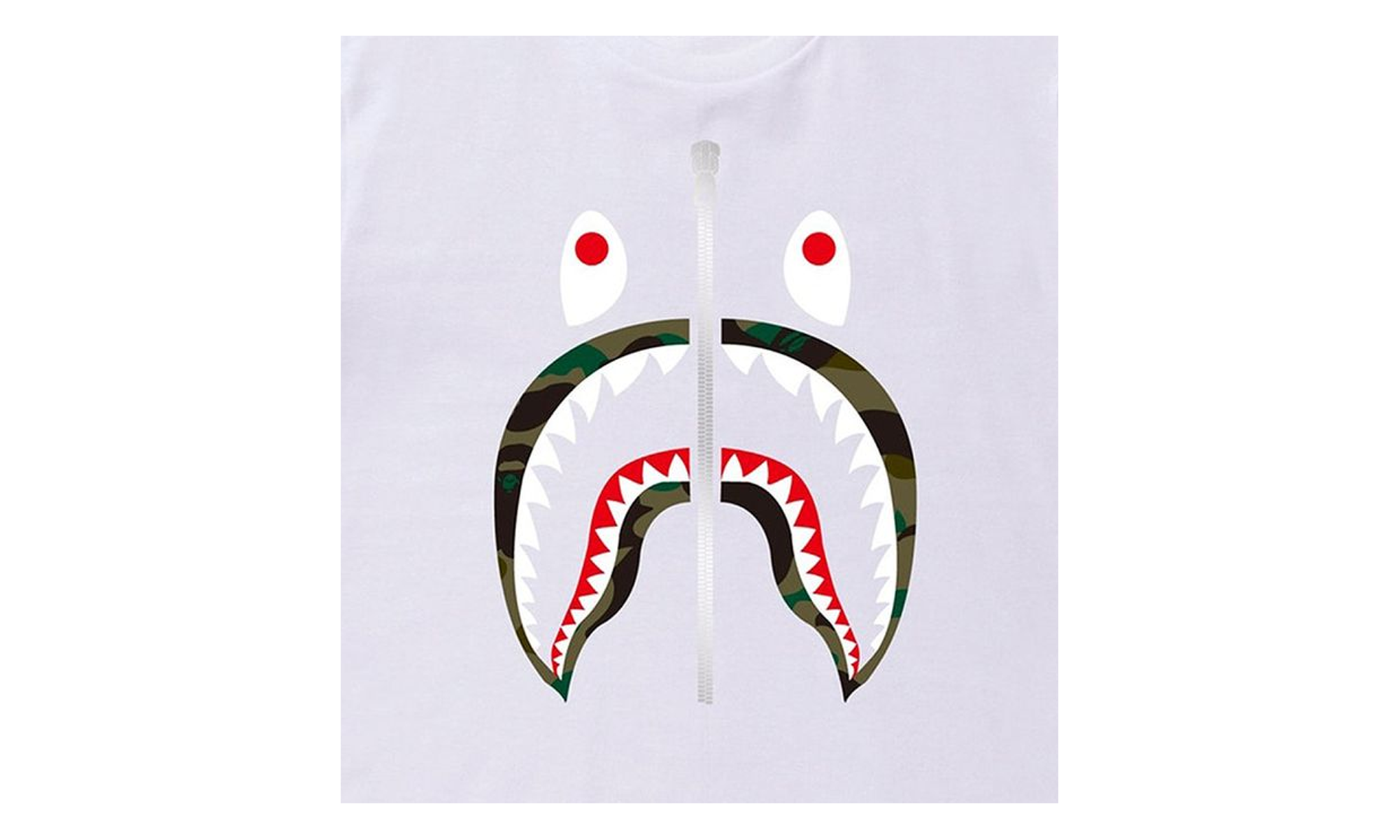 BAPE 1st Camo Shark Tee White / Green M110016D WHM