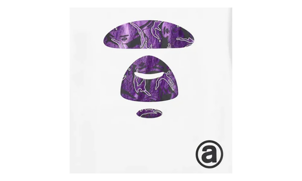 BAPE Aape Foil Moonface T-Shirt White / Purple CA5CEA57