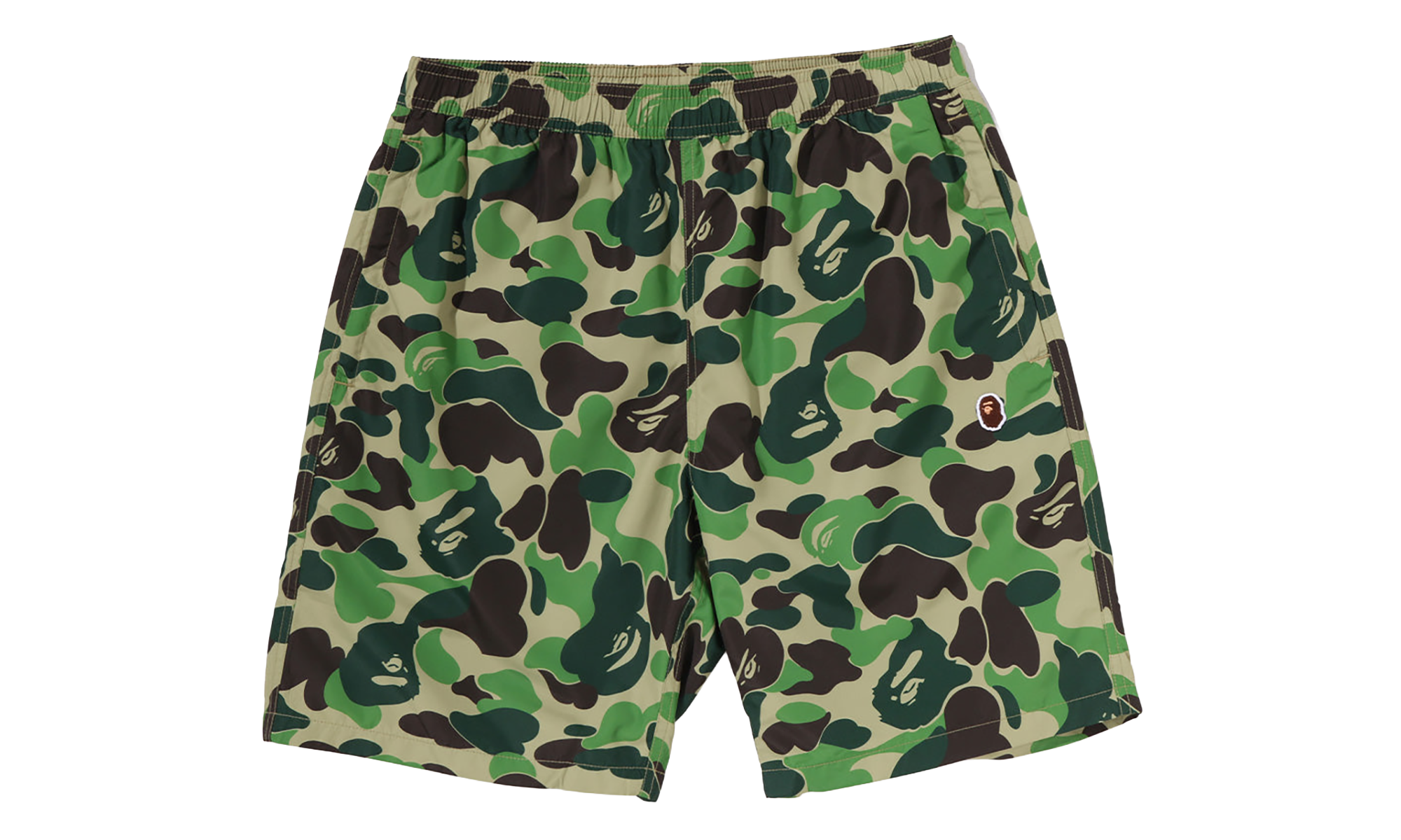 BAPE ABC Camo Ape Head One Point Beach Short Green 0ZXSPM008531Q GRX