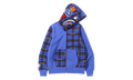 BAPE Logo Check Shark Full Zip Hoodie Blue 0ZXSWM15004MI BLUE