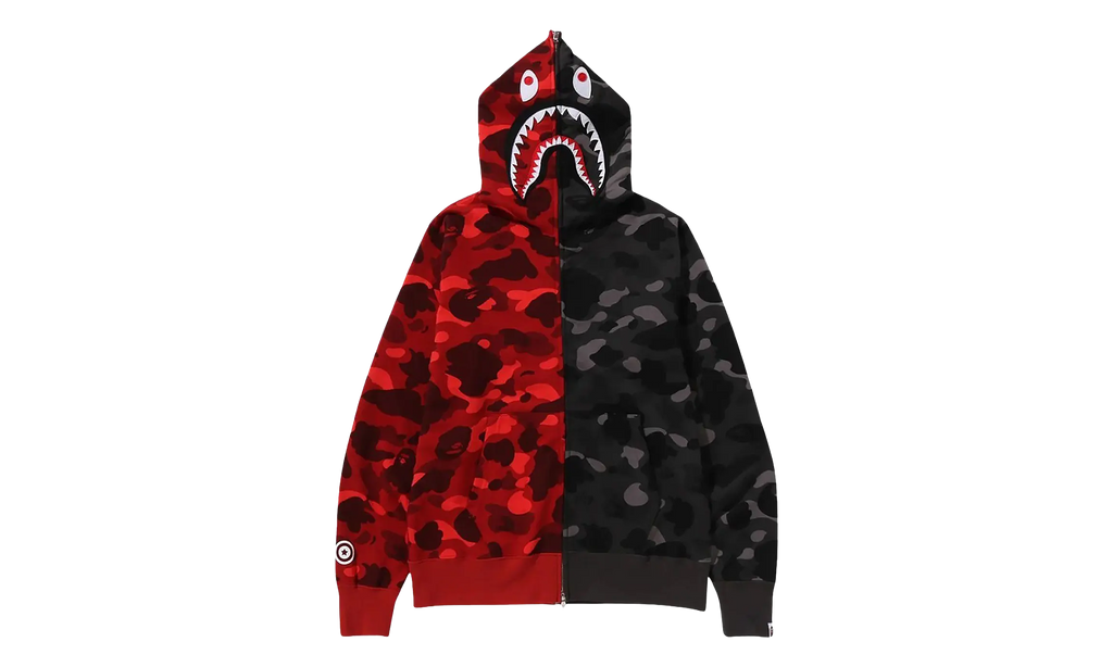 BAPE Color Camo Separate Shark Full Zip Hoodie Red / Black 1K80 115 001 RED BLACK