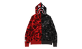 BAPE Color Camo Separate Shark Full Zip Hoodie Red / Black 1K80 115 001 RED BLACK