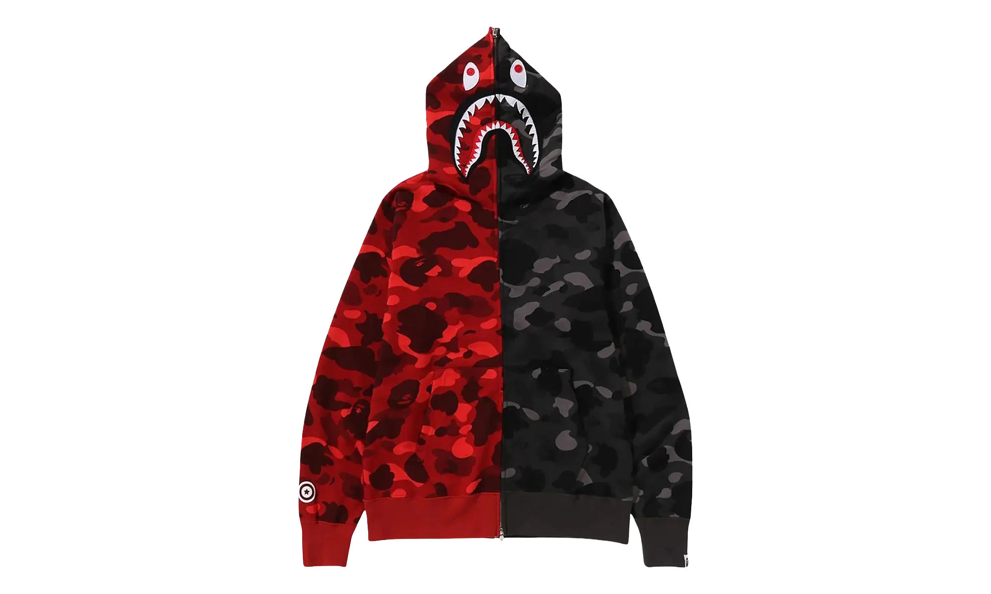 BAPE Color Camo Separate Shark Full Zip Hoodie Red / Black 1K80 115 001 RED BLACK