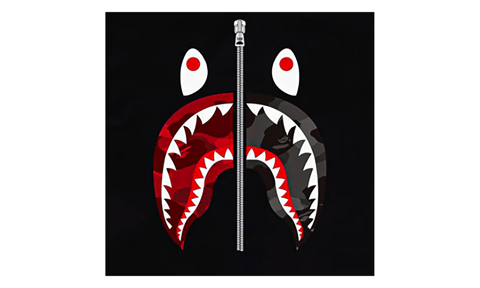 BAPE Color Camo Separate Shark Tee Black / Red 1K80 110 021 BLACK RED
