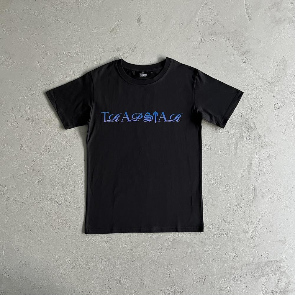 Trapstar Script Fade T-Shirt - Black/Blue Ironleague
