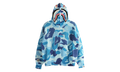 BAPE ABC Camo Crochet Relaxed Fit Shark Full Zip Hoodie Blue Camo 1L30115306 BLU