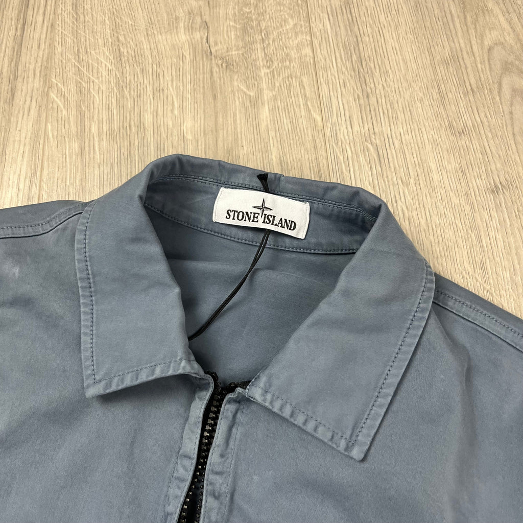 Stone Island Zip Overshirt - Avio Blue Ironleague