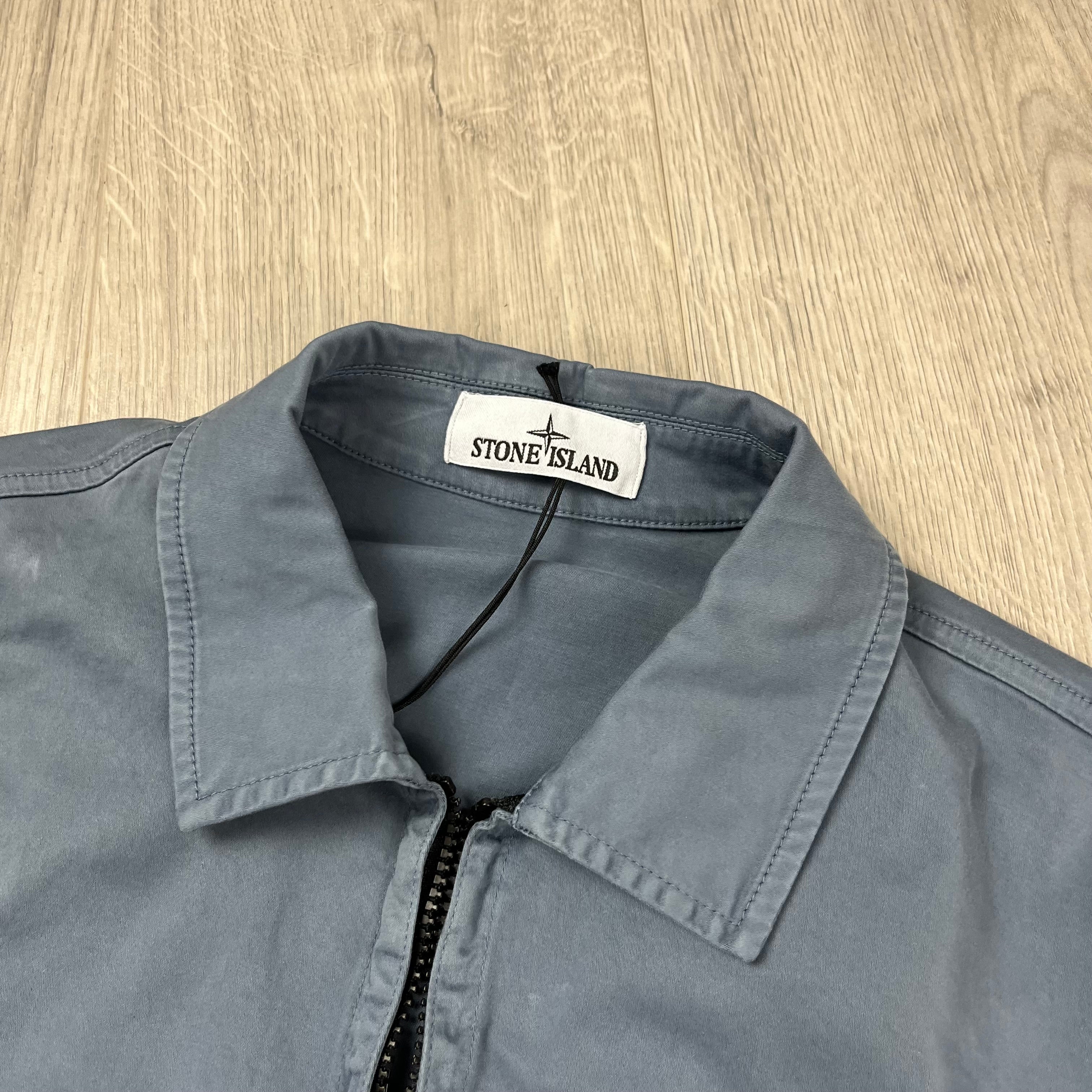 Stone Island Zip Overshirt - Avio Blue Ironleague
